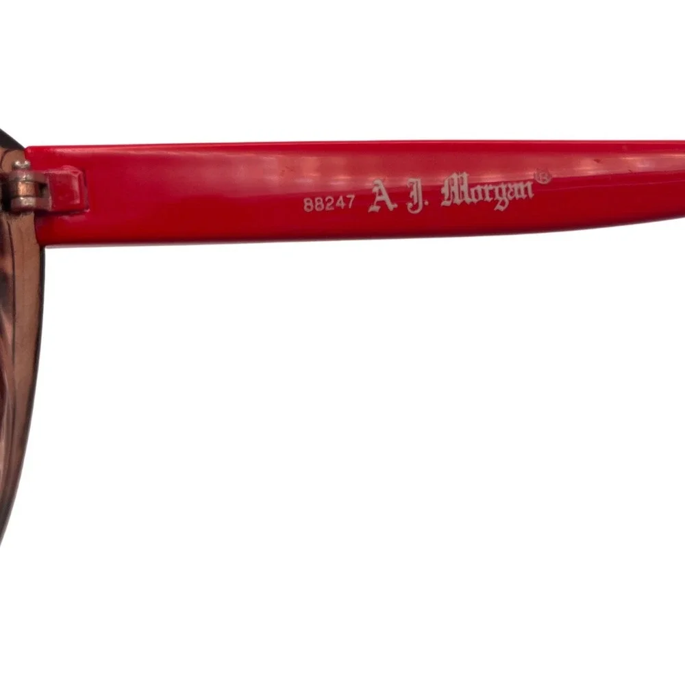 AJ Morgan 88247 Tortoise Red Cat Eye Sunglasses Womens Retro Brown Lens Eyewear